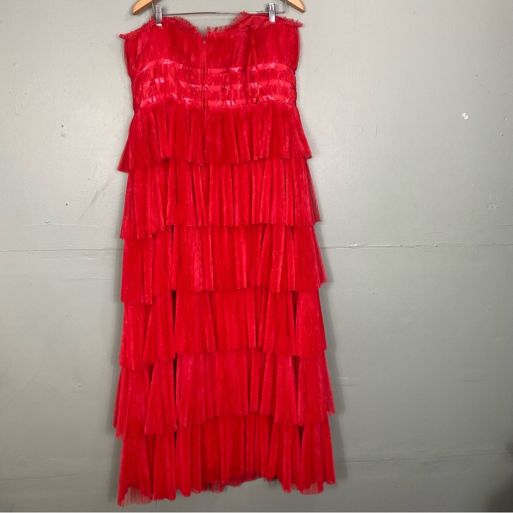 Anthropologie Hutch Evie Strapless Tiered Maxi Dress Red Size 16W Tulle - Picture 4 of 7